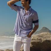 Camisas Casuais Masculina, Calça de Sarja 