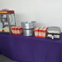 Pipoca, algodão doce e crepe