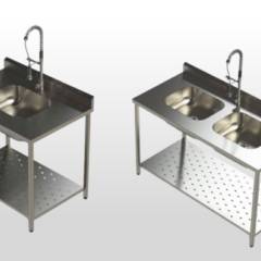 Mesa pia de inox com cuba para cozinha industrial