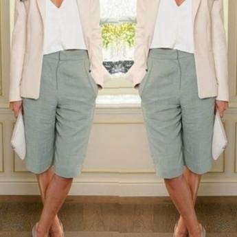 Comprar o produto de Bermuda de Linho Bordada c/Detalhes e Zíper ( Semelhante a Essa Disponível na Cor Off-White e Tamanho: 46). em Roupas e Acessórios em Bauru, SP por Solutudo