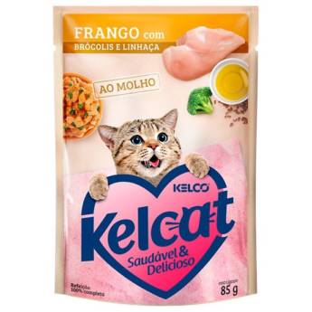 Comprar o produto de Sachê Kelcat Frango com Brócolis e Linhaça em Artigos Pets em Divinópolis, MG por Solutudo