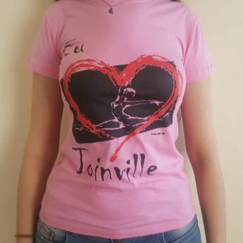 Comprar o produto de Baby look "Eu amo Joinville" Rosa - P em Camisetas em Joinville, SC por Solutudo