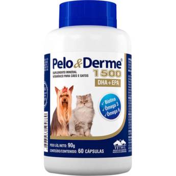 Comprar o produto de Suplemento Vetnil Pelo & Derme DHA + EPA 1500 - 60 comprimidos em Farmácias Veterinárias em Botucatu, SP por Solutudo