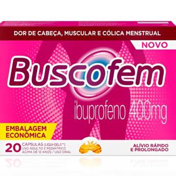 Comprar o produto de BUSCOFEM IBUPROFENO 400MG 20 CÁPSULAS em Medicamentos em São José do Rio Preto, SP por Solutudo