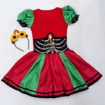 Comprar o produto de 2892 - Caveira mexicana juvenil (tamanho 12) em Fantasia Juvenil Feminina em Tietê, SP por Solutudo