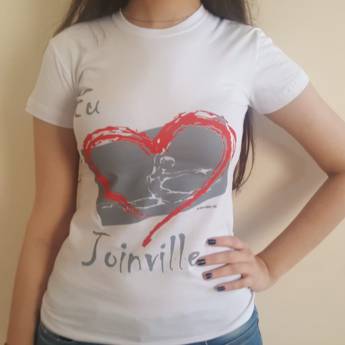 Comprar o produto de Baby look "Eu amo Joinville" Branca - GG em Camisetas em Joinville, SC por Solutudo