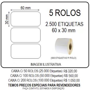 Comprar o produto de ETIQUETA BALANÇA 60x30 - 5 ROLOS em Indústria Gráfica e Impressão em Aracaju, SE por Solutudo