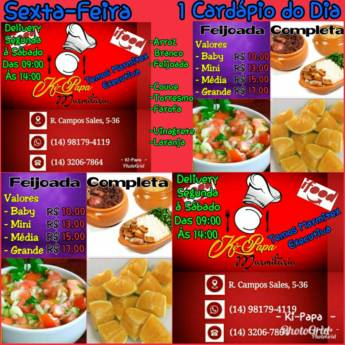 Comprar o produto de Cardápio do Dia em Marmitex em Bauru, SP por Solutudo