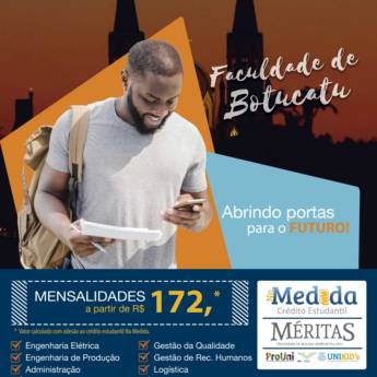 Comprar o produto de Crédito Estudantil "NA MEDIDA" da UNIBR Faculdade de Botucatu em Outros Serviços em Botucatu, SP por Solutudo