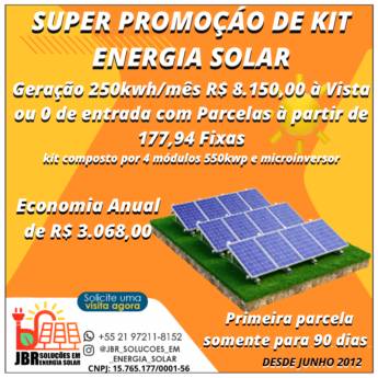 Comprar o produto de Promoção kit energia solar  em Energia Solar pela empresa JBR Soluções em Energia Solar em São Gonçalo, RJ por Solutudo