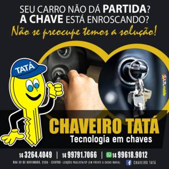Comprar o produto de Chaveiro Tata tecnologia em chaves! em A Classificar em Lençóis Paulista, SP por Solutudo