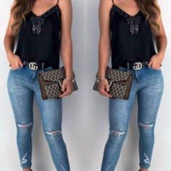 Comprar o produto de Calça Jeans Skinny Destroyed no Joelho (Semelhante a essa Disponível no Tamanho: 46) em Calças Jeans em Bauru, SP por Solutudo