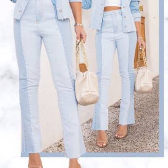 Comprar o produto de Calça jeans bicolor em Roupas Femininas pela empresa Loja Ego - Roupas e Acessórios Femininos Multimarcas em Botucatu, SP por Solutudo