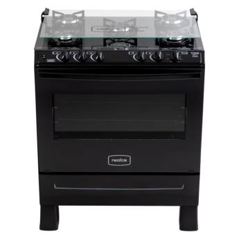 Comprar o produto de Fogão Realce Cromos  Glass 5 Bocas Preto em Forno e Fogões em Foz do Iguaçu, PR por Solutudo