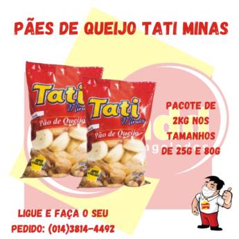 Comprar o produto de PAO DE QUEIJO TATI 25 E 80 GRAMAS em Alimentos em Botucatu, SP por Solutudo