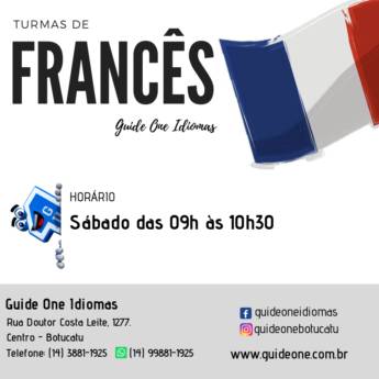 Comprar o produto de Francês em Escolas de Idiomas pela empresa Guide One Idiomas em Botucatu, SP por Solutudo