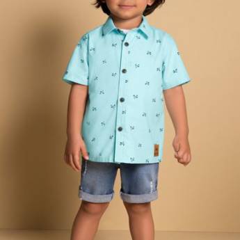 Comprar o produto de Camisa social milon azul HOMINHO em Tamanho 3 em Aracaju, SE por Solutudo