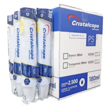 Comprar o produto de Caixa Copo Descartável Cristalcopo Transparente 180ml C/2500 em Descartáveis para Festa em Jundiaí, SP por Solutudo