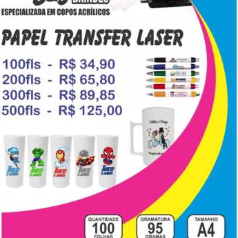Comprar o produto de Papel Transfer Laser em Personalizados em Bauru, SP por Solutudo