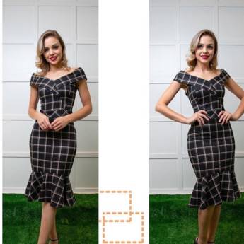 Comprar o produto de Vestido Estampa Xadrez em Calçados, Roupas e Bolsas em Bauru, SP por Solutudo