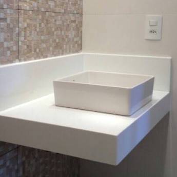 Comprar o produto de Lavatório Sintético Branco Prime/Cuba de apoio quadrada branca em Cubas e Pias para Banheiro em Birigui, SP por Solutudo