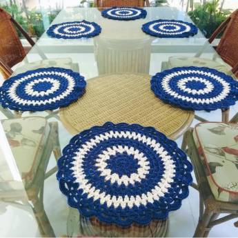 Comprar o produto de Sousplat Azul e Cru em Artesanato em Marília, SP por Solutudo