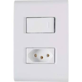 Comprar o produto de Conjunto Interruptor Simples e Tomada 10A Tramontina Liz, 4x2, Branco em Interruptores em Bauru, SP por Solutudo