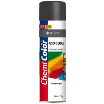 Comprar o produto de Tinta Spray Uso Geral Preto Brilhante 400Ml Chemicolor em Tintas e Impermeabilizantes em Marília, SP por Solutudo