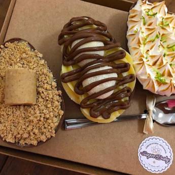 Comprar o produto de Trio 100g cada - Paçoquita, Ninho com Nutella & Torta de Limão em Ovo de Páscoa em Bauru, SP por Solutudo