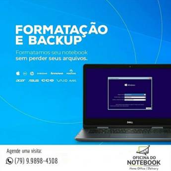 Comprar o produto de Formatação de Backup  em Assistência Técnica pela empresa Oficina do Notebook em Aracaju, SE por Solutudo