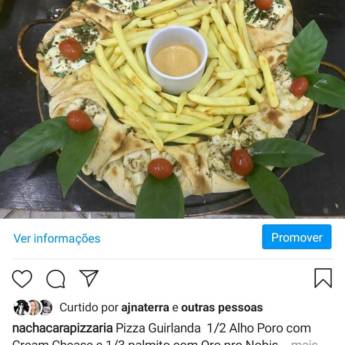 Comprar o produto de Guirlanda alho poró com cream chesse // Meia palmito com ora pro nobis em Pizzas em Botucatu, SP por Solutudo Comprar o produto de Guirlanda alho poró com cream chesse // Meia palmito com ora pro nobis em Pizzas em Botucatu, SP por Solutudo