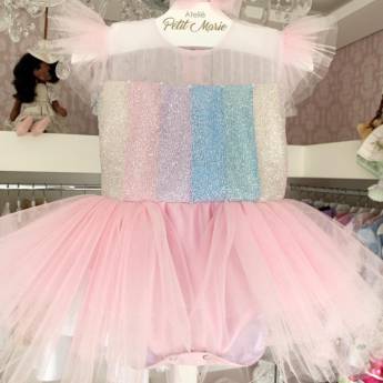 Comprar o produto de Vestido Candy Colors com Glitter em Moda Infantil em Botucatu, SP por Solutudo