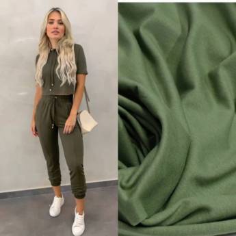 Comprar o produto de Tecido viscose verde militar em Bauru  em Tecidos em Bauru, SP por Solutudo