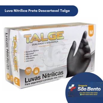 Comprar o produto de Luva Nitrílica Preta Descartável Talge - UNIDADE em Saúde em Mineiros, GO por Solutudo