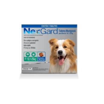 Comprar o produto de Nexgard Para Cães De 10,1 a 25 Kg - 3 Tabletes Mastigáveis em Farmácias Veterinárias em Bauru, SP por Solutudo