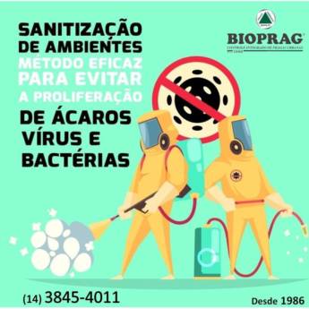 Comprar o produto de Sanitização de ambientes em Sanitização pela empresa Dedetizadora Bioprag em São Manuel, SP por Solutudo