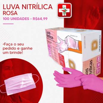 Comprar o produto de Luva Nitrílica Rosa em Luvas de Procedimentos em Araçatuba, SP por Solutudo