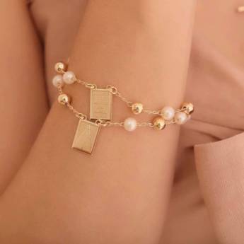 Comprar o produto de Pulseiras perfeitas de escapulário, em detalhes de pérolas e esferas. em Semi Joias em Indaiatuba, SP por Solutudo