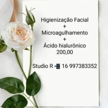 Comprar o produto de COMBO 2: Higienização Facial + Microagulhamento + Ácido Hialurônico em Estética Facial em Jaboticabal, SP por Solutudo