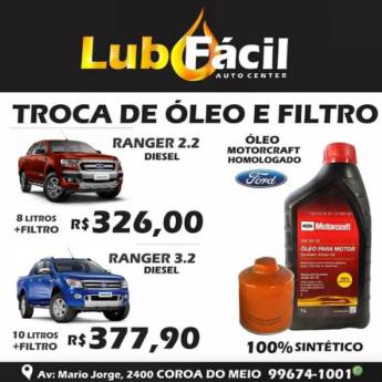 Comprar produto Troca de óleo e filtros em Filtros, Óleos e Lubrificantes pela empresa LubFacil em Aracaju, SE
