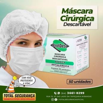 Comprar o produto de Máscara Cirúrgica Descartável em Máscaras pela empresa Total Segurança em Mineiros, GO por Solutudo