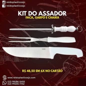 Comprar o produto de CONJUNTO ASSADOR 3 PCS FACA 9" GARFO E CHAIRA em Faqueiro em São José dos Campos, SP por Solutudo