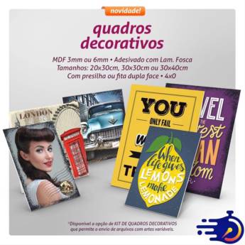 Comprar o produto de Quadros Decorativos em Gráficas e Impressão em Nova Xavantina, MT por Solutudo