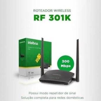Comprar o produto de Roteador Intelbras RF 301K Wi-Fi 4 N 300 Mbps em Equipamentos e Acessórios de Informática - Eletrônicos em Curitiba, PR por Solutudo