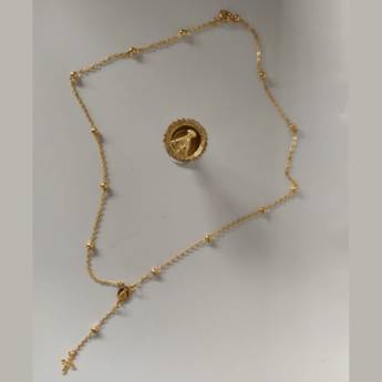 Comprar o produto de Relicário - Terço de Pescoço Folheado a Ouro em Terços em Aparecida, SP por Solutudo