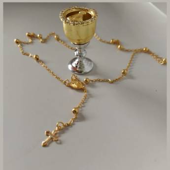 Comprar o produto de Relicário no Cálice- Terço de Pescoço Folheado a Ouro em Terços em Aparecida, SP por Solutudo