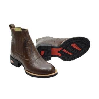 Comprar o produto de Botina Bico Redondo Couro Floater Solado Antiderrapante - Cor Café em Calçados em Aparecida, SP por Solutudo