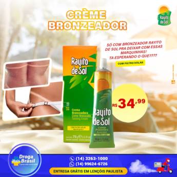 Comprar o produto de Creme Bronzeador Raquito de Sol em Farmácias em Lençóis Paulista, SP por Solutudo