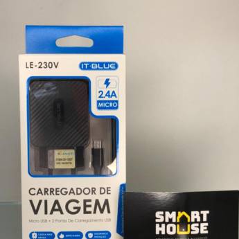 Comprar o produto de Carregador completo micro usb (v8) 2.4A cabo vem acoplado na fonte + 2 portas em Carregadores em Erechim, RS por Solutudo