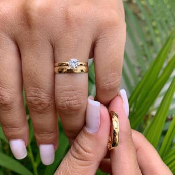 Comprar o produto de Trio de Alianças em Ouro em Anéis em São Paulo, SP por Solutudo